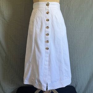 White Pocketed Button Up Skirt
